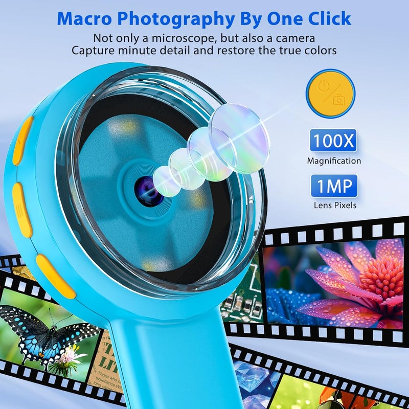 MAXLAPTER Microscope Magnifying Glass for Kids and Adults: 100X Portable Handheld Digital Microscope with Light - Pocket Jewelers Loupe with 2" Screen - USB Mini Coin Magnifier for Collector - Image 3